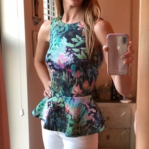 Tropical/Floral Peplum Top